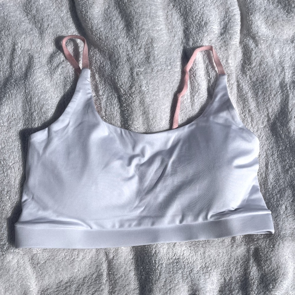 NWOT White and Pink Sports Bra